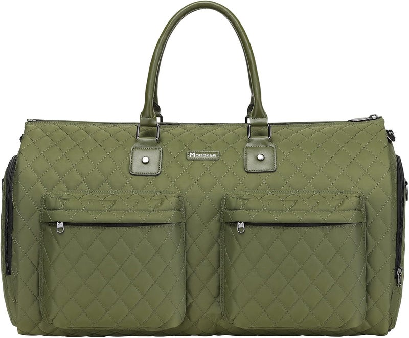 Modoker Womens Convertible Garment Bags for Travel, Waterproof Carry On Garment Bag Garment Duffel Bag - 2 in 1 Hanging Suitcase Suit Travel Luggage Bag, Green - Image 1